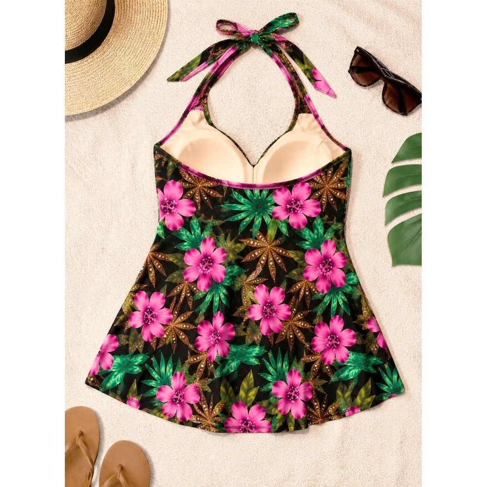 Islander Tropical Floral Swim‎ Dress Size 16 Pink Hawaiian Swimdress - Picture 11 of 11